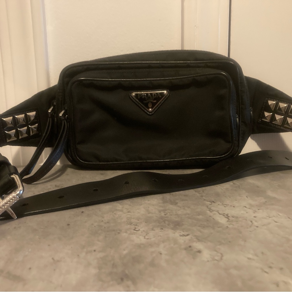 Limited Edition Studded Prada Tessuto Nylon Belt Bag